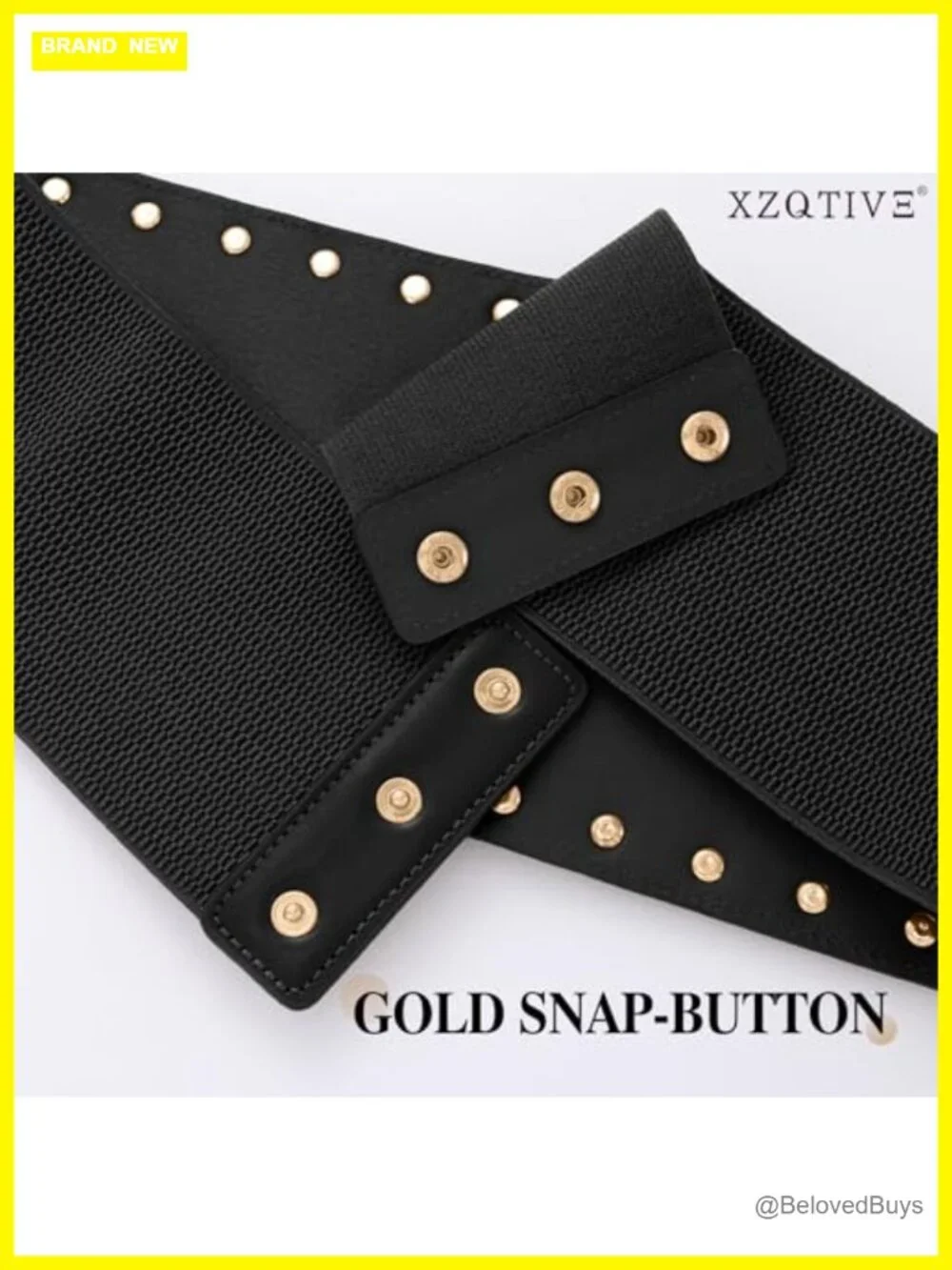Wide Corset Elastic Waist Belt Faux Leather Punk Studded Dresses
